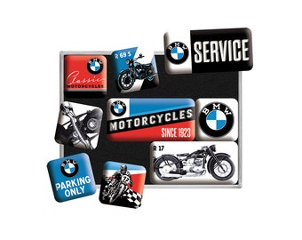 Nostalgic-Art Retro koelkastmagneten, 9 stuks, "BMW - Motoren", cadeau-idee voor fans van BMW accessoires, magneetset, vintage design