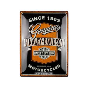 Nostalgic-Art Retro tin sign, 30 x 40 cm, &quot;Harley-Davidson - Genuine Motorcycles&quot;, gift idea for bikers, made of metal, vintage design