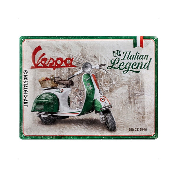Nostalgic-Art Retro Blechschild, 30 x 40 cm, "Vespa – Italian Legend", Geschenk-Idee für Roller-Fans, aus Metall, Vintage Design