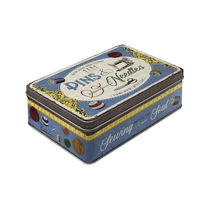 Pins & Needles Sewing Box flache Retro-Vorratsdose aus Metall