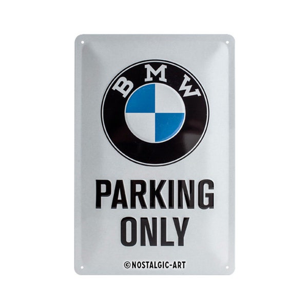 Nostalgic-Art Retro tin sign, 20 x 30 cm, "BMW - Parking Only White", gift idea for BMW accessories fans, made of metal, vintage design