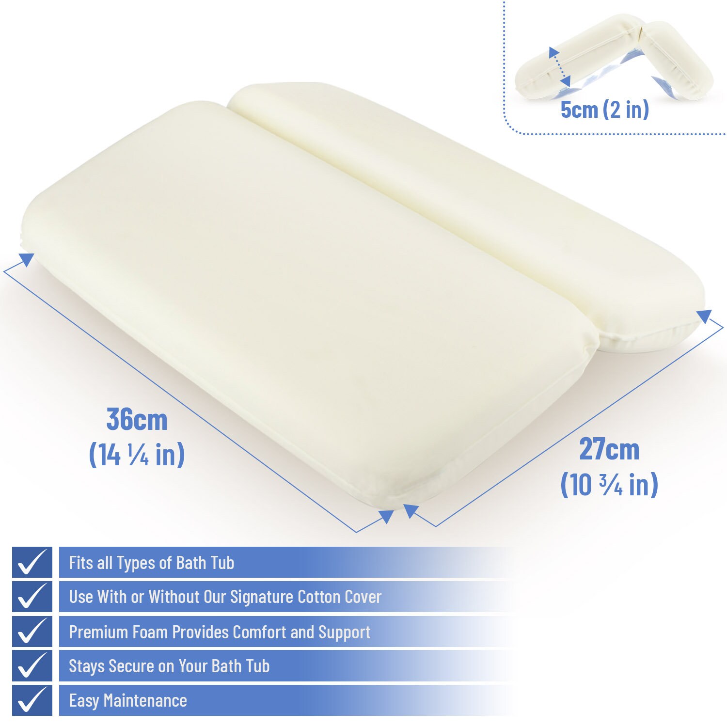 Bath Pillow Waterproof / Home Spa Bath Cushion With TWO - Etsy UK