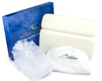 Bath Pillow Waterproof / Home Spa Bath Cushion, with TWO Washable, Removable Covers, 7 Suction Cups and Travel Bag