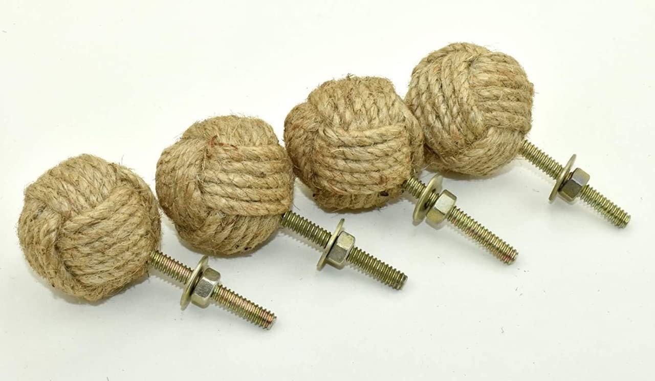Handmade Jute Rope Door Knobs Rope Knot Drawer Pulls and Knobs Etsy