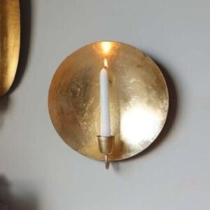 Set of 2 : Round brass Gold Leaf Candlestick Holder Wall Sconce ,candle sconce, Gift