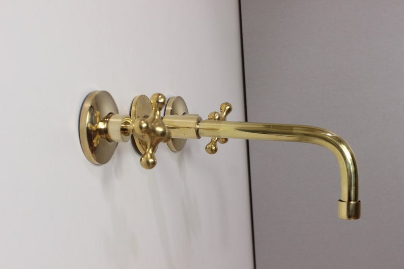 Unlacquered Brass Wall Mount Built in Bathroom Bathtub Faucet Vanity ...