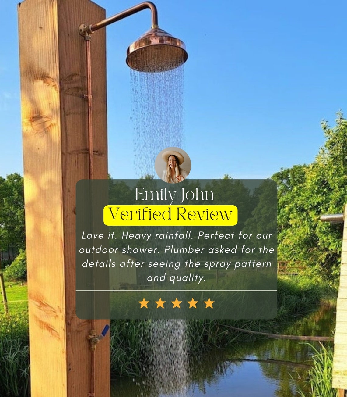 Unlacquered Solid 8 Copper Shower Head , Rain Shower Head, Outdoor