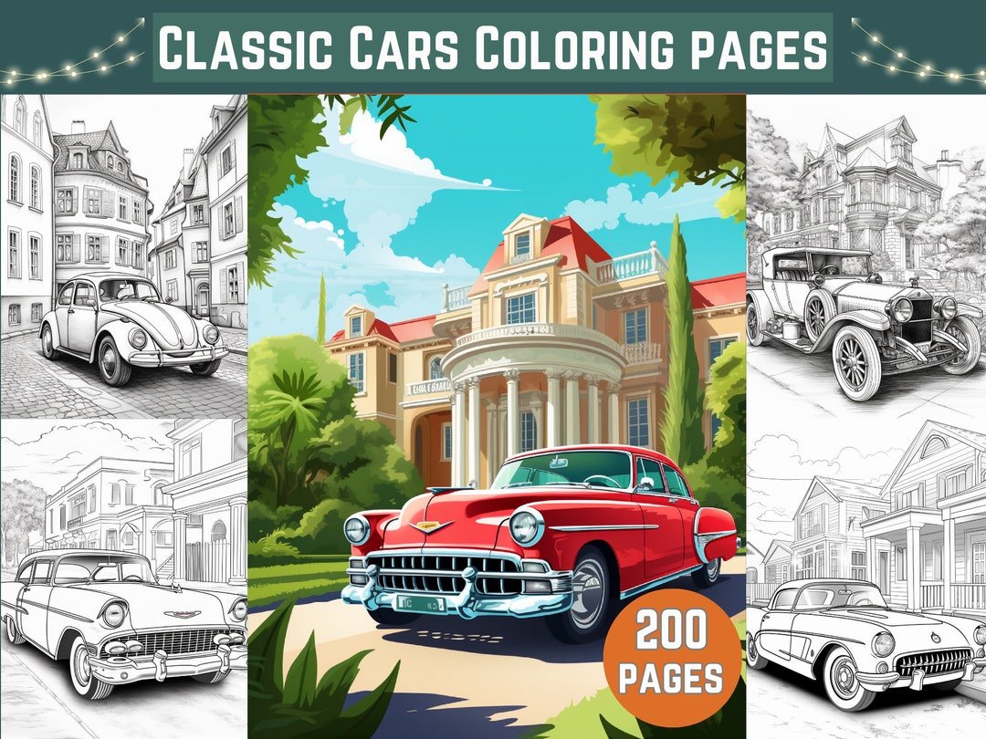 200 Classic Cars Coloring Page : Sport Cars and Oldtimer - Etsy