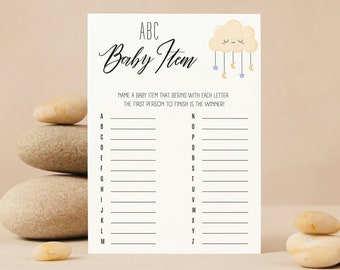 Baby Shower ABC Game, Printable Alphabet Game , Modern Baby Name Race Game, A to Z Game, Gender Neutral, Minimalist Shower Game, Party Games