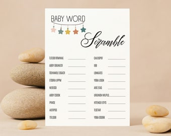 Baby Shower Word Scramble, Printable Baby Shower Game, Modern Baby Item Word Search, Gender Neutral, Minimalist Shower Game, Party Games