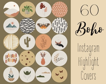60 Boho Instagram Highlight Covers, Neutral Instagram Stories Icons, Boho Cute IG Story Icons, Beauty Instagram, Aesthetic Lifestyle Covers