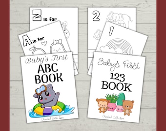 Baby Shower ABC & 123 Book Bundle, Printable Baby Shower Game, Baby's First ABC Book, Baby's First 123 Book (1-20), Alphabet Coloring Book