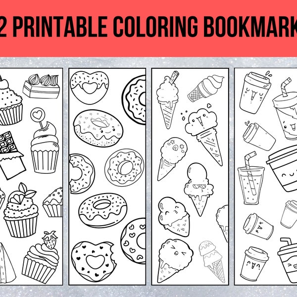 Printable Coloring Bookmarks for Kids, 12 Unique Bookmark, Student Teacher Gifts, Cute Bookmark Set, Classroom Students Homeschool Activity.