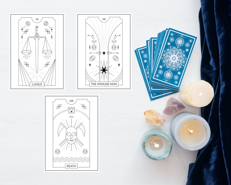 Color Your Own Tarot Cards, Printable 22 Major Arcana, Tarot Coloring