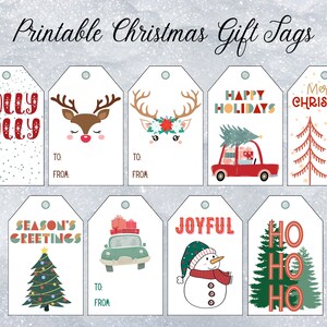 Etichette regalo di Natale - Set di 9 etichette per bomboniere stampabili - Etichette natalizie carine - Etichetta natalizia tradizionale - Etichette regalo per l'aula delle vacanze - PNG