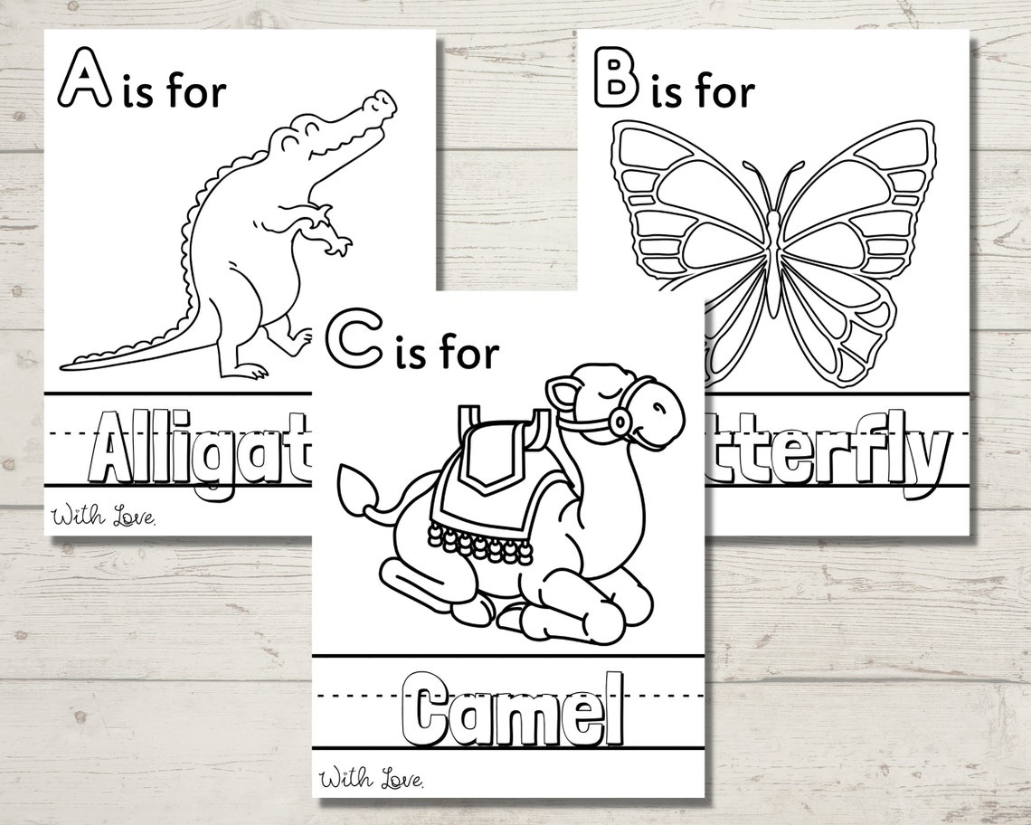 Baby's First ABC Book Baby Shower Game Alphabet Coloring - Etsy