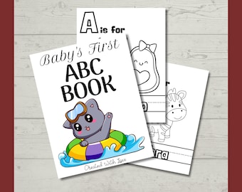 Baby's First ABC Book, Baby Shower Game, Alphabet Coloring Book, ABC Coloring Pages, Printable Storybook, Activity Sheets, Digital Download