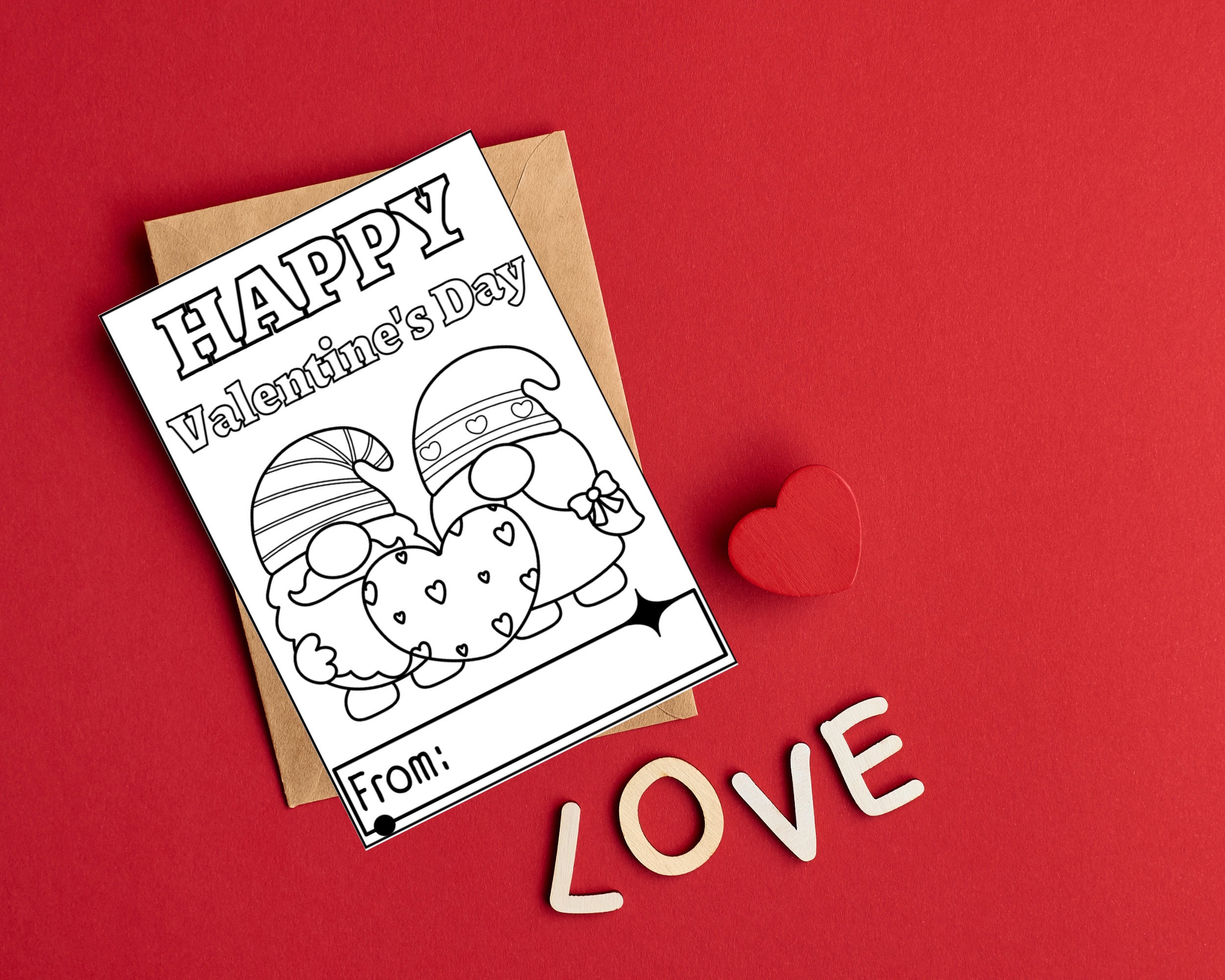 Valentine Coloring Cards, Set of 8, Printable Valentine's Day Cards ...