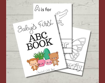 Baby's First ABC Book, Baby Shower Game, Alphabet Coloring Book, ABC Coloring Pages, Printable Storybook, Activity Sheets, Digital Download
