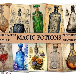 Diario di pozioni vintage stampabile: materiale gotico stregonesco (download digitale)