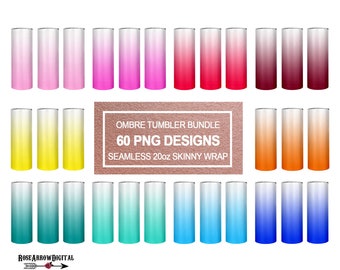 Paquete de envoltura de vaso Ombre / Diseños PNG de sublimación de vaso degradado para 20 oz