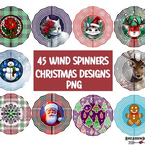 Kerst Wind Spinner PNG-bundel | 45 winterwindspinnerontwerpen voor sublimatie