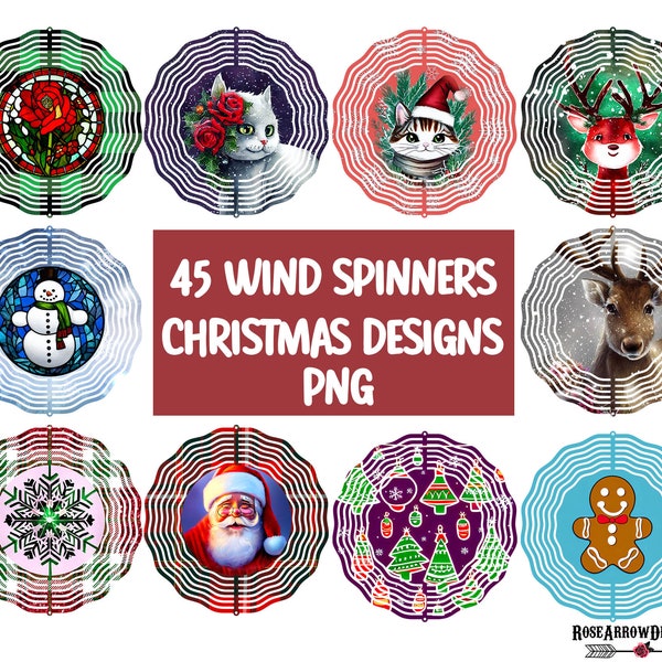 Weihnachten Wind Spinner PNG Bundle | 45 Winter Wind Spinner Designs für Sublimation