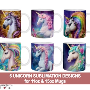 Einhorn Becher Wrap PNG Bundle | Regenbogen Einhorn Tasse Sublimation Design Set