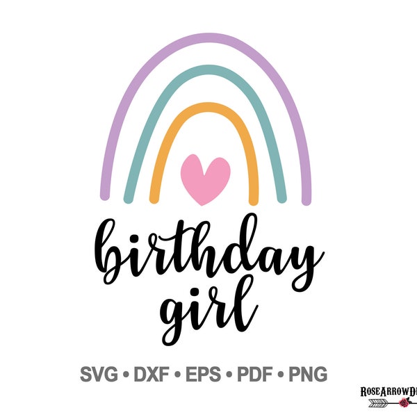 Birthday Girl Rainbow Svg, Rainbow Birthday Svg, Cutting File For Cricut