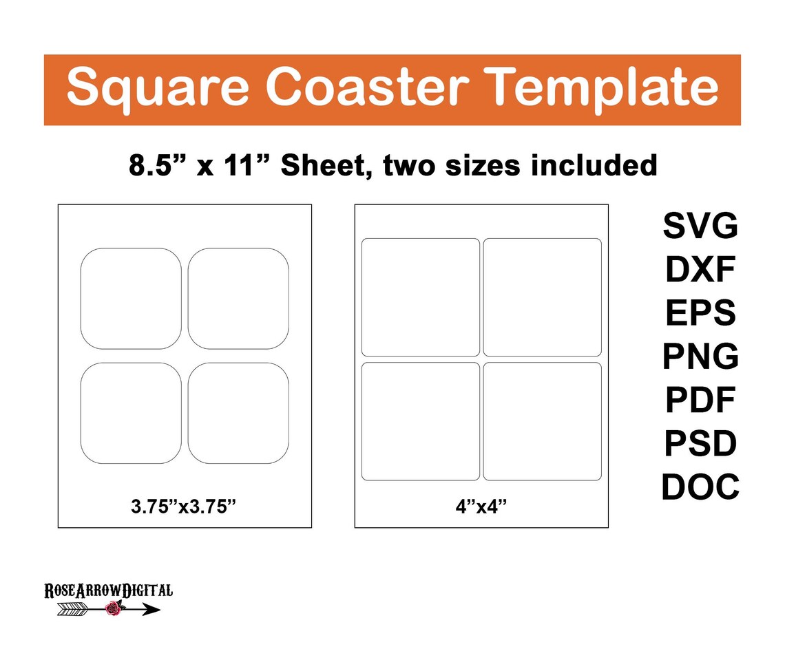 Square Cup Coaster Template SVG Drink Coaster Template for Sublimation Square Cup Coaster Template SVG Drink Coaster Template for Sublimation