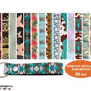 Western Wristlet PNG Bundle, Key fob Wrap Sublimation Designs