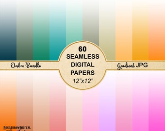 Gradient Digital Papers Bundle | Ombre Seamless Background Printable Scrapbook Download