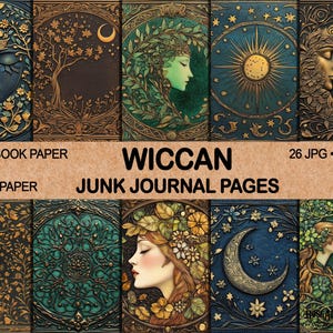 Wicca Junk Journal Printable Pages | Vintage Background Scrapbook Ephemera Digital Papers