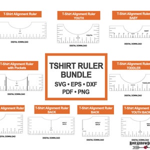 Tshirt Ruler SVG Bundle, T-shirt Alignment Tool DXF, Shirt Placement Guide Glowforge Digital Download