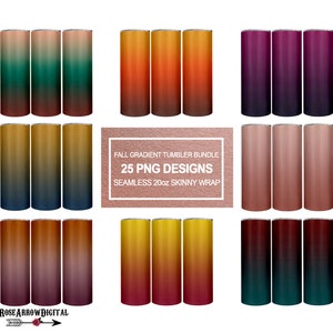 Fall Ombre Tumbler Wrap Bundle | Autumn Gradient Tumbler Sublimation PNG Designs for 20oz