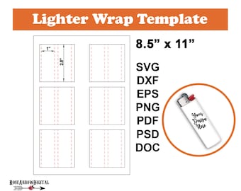 Lighter Label Template SVG | Lighter Wrapper Template PSD for 8.5"x11" paper