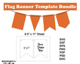 Flag Banner Template SVG Bundle | Party Bunting PSD