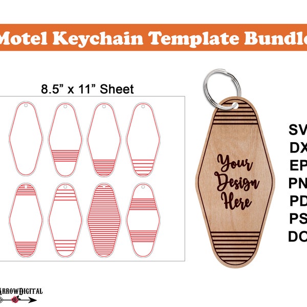 Motel Keychain Template | SVG for Glowforge | Template for Sublimation