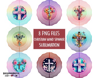 Christian Cross Wind Spinner PNG Bundle | Sublimation Designs (Digital Download)