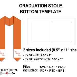 Graduation Stole Bottom Template SVG | Stole Sublimation Template Bundle, Printable on 8.5&quot; x 11&quot;