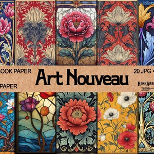 Art Nouveau Scrapbook Junk Journal Printable Pages Bundle | Vintage Floral Victorian Scrapbook Digital Papers