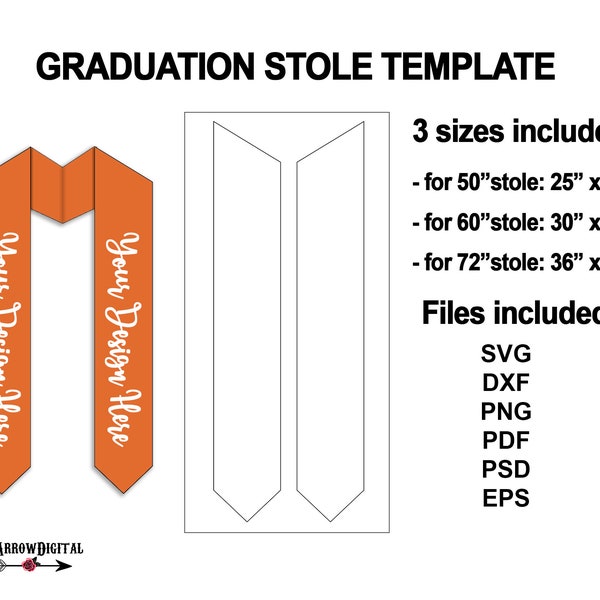 Graduation Stole Template SVG | Stole Template for Sublimation