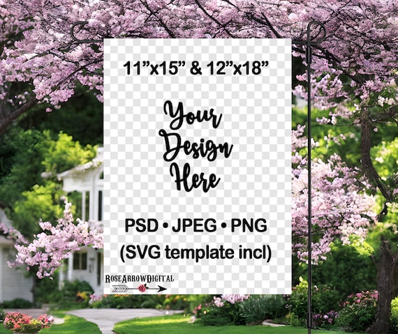 Garden Flag Mockup PSD | Spring Yard Decor Template (Digital File)