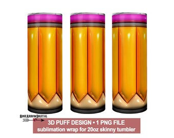 3D Pencil Tumbler Wrap PNG | Teacher Gift, Back to School (Digital Download)