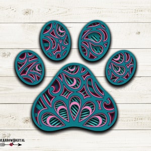 Dog Paw 3D Mandala SVG, Cat Paw Print SVG