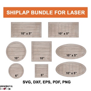 Shiplap SVG Bundle for Laser, Shiplap Backer Glowforge DXF