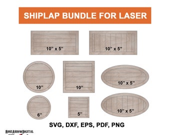 Shiplap SVG Bundle for Laser, Shiplap Backer Glowforge DXF