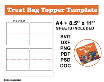 Candy Bag Topper Template | SVG, PSD, Printable (Digital Download)