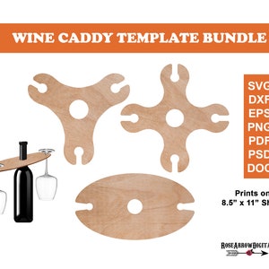 Wine Caddy Template Bundle | Wine Glass Holder SVG for Laser