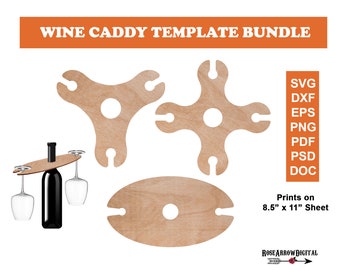Wine Caddy Template Bundle | Wine Glass Holder SVG for Laser